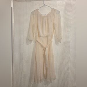 NY Collection Cream Long Sleeve Dress